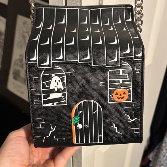 Handbags - Haunted House Themed Black Crossbody Bag